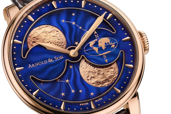 The Arnold & Son HM Double Hemisphere Perpetual Moon dial closeup