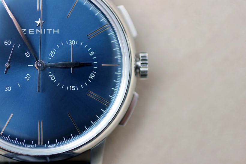 Zenith Elite Chronograph Classic Blue Close Up